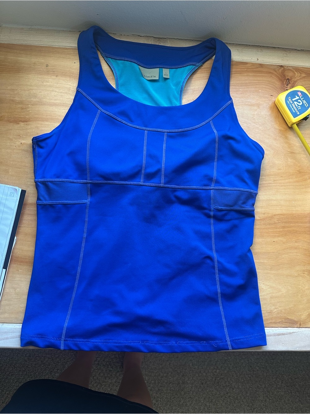 Athleta Royal Blue Racerback Performance Tank with Light Teal Lining